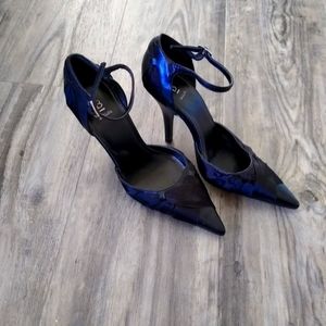 Bakers Leather and Ribbon Black High Heels Size 7